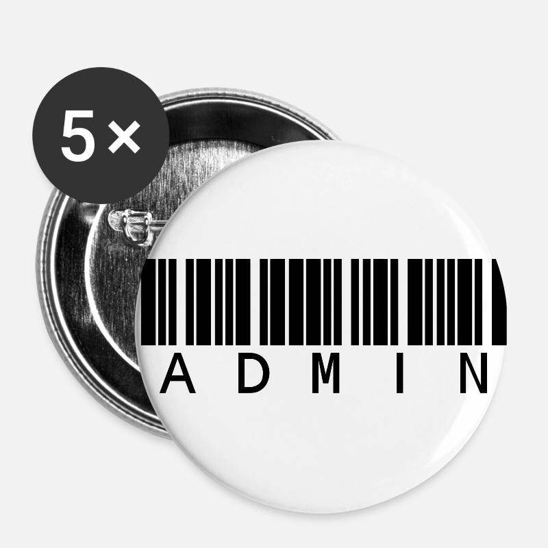 Administrator in Schwarz - Buttons klein 25 mm (5er Pack) - Weiß