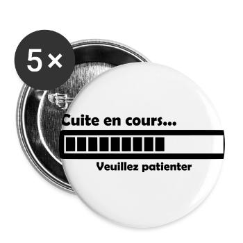 Cuite en cours - Lot de 5 petits badges (25 mm) - blanc - Devant