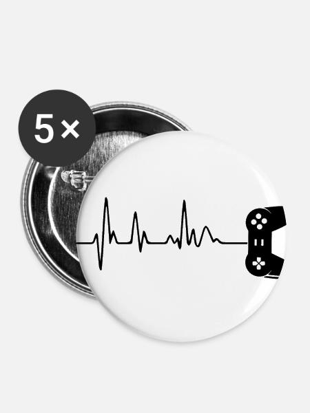Gaming Gamer - Buttons klein 25 mm (5er Pack) - Weiß