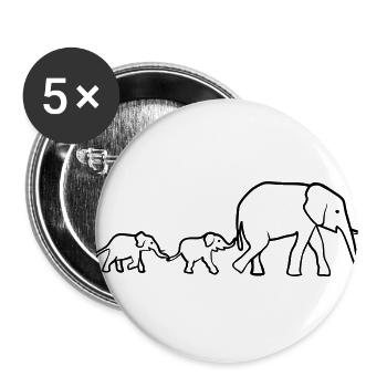 Elephant mother and baby elephants - Lot de 5 petits badges (25 mm) - blanc - Devant