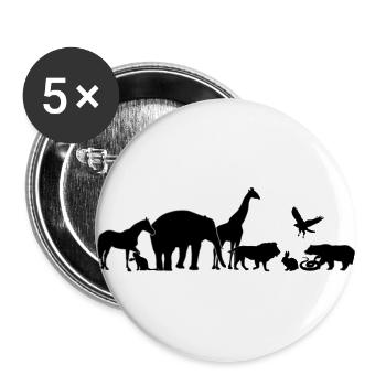 Silhouettes of animals - Buttons small 1''/25 mm (5-pack) - white - Front