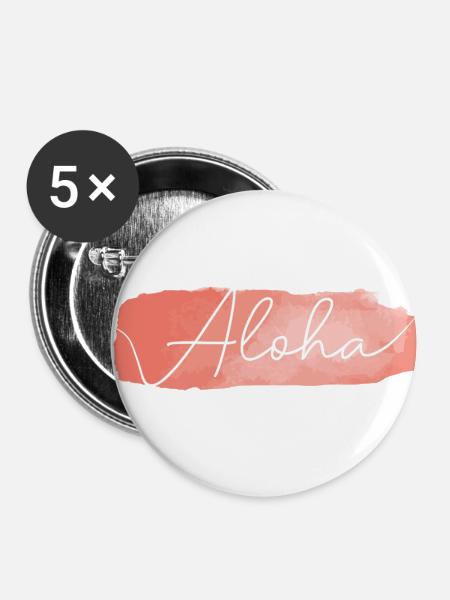 Aloha - Buttons klein 25 mm (5er Pack) - Weiß