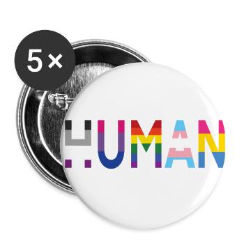 HUMAN SCHRIFTZUG - Buttons klein 25 mm (5er Pack) - Weiß - Vorne