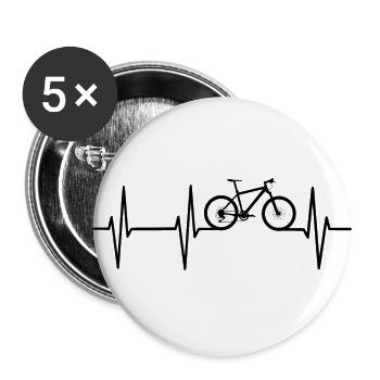 Fréquence cardiaque de vélo ECG - Lot de 5 petits badges (25 mm) - blanc - Devant