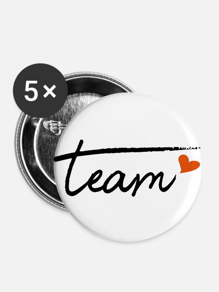Team - Buttons klein 25 mm (5er Pack) - Weiß