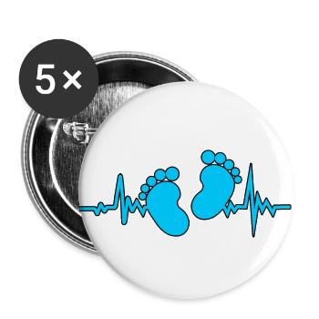 Heartbeat baby boy - Buttons small 1''/25 mm (5-pack) - white - Front