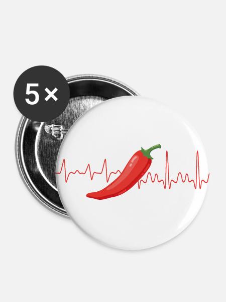 Chilischote - Buttons klein 25 mm (5er Pack) - Weiß