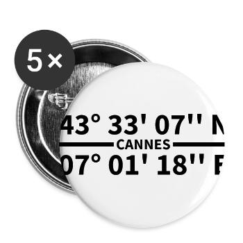 Coordonnées Cannes - Lot de 5 petits badges (25 mm) - blanc - Devant