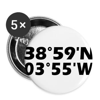 Coordonnées de Ciudad Real - Lot de 5 petits badges (25 mm) - blanc - Devant