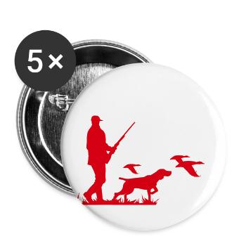 Entenjagd Jäger Jagdhund Waidmann in rot - Buttons klein 25 mm (5er Pack) - Weiß - Vorne