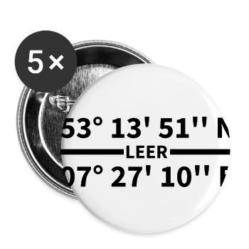 Leer Koordinaten - Buttons klein 25 mm (5er Pack) - Weiß - Vorne