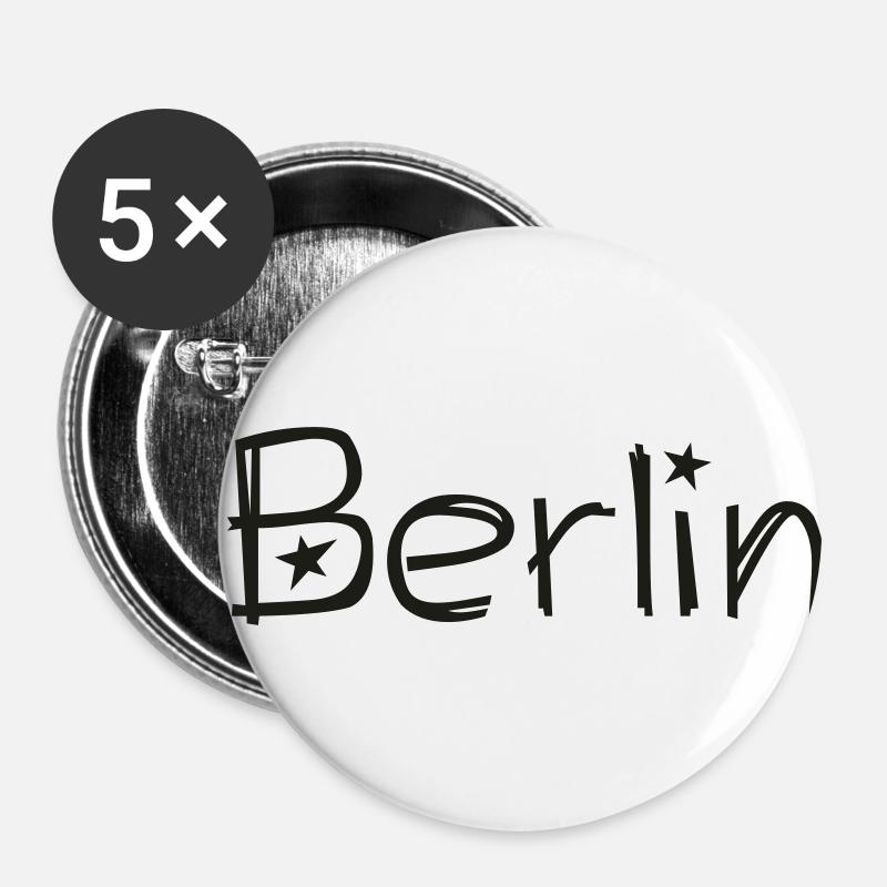 berlin - Buttons klein 25 mm (5er Pack) - Weiß