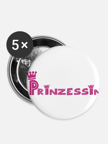 Prinzessin - Buttons klein 25 mm (5er Pack) - Weiß