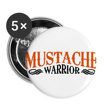 mustache warrior - Buttons klein 25 mm (5er Pack) - Weiß - Vorne