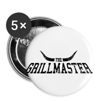 Griller les cornes Grillmaster - Noir - Lot de 5 petits badges (25 mm) - blanc - Devant