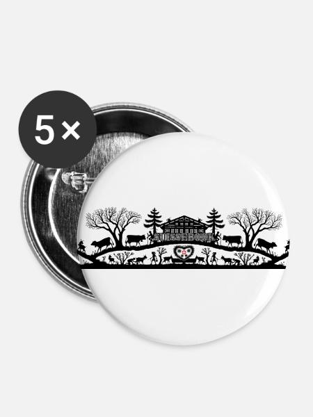 Scherenschnitt - Buttons klein 25 mm (5er Pack) - Weiß