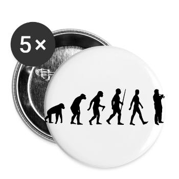 Trumpet. Evolution, human, monkey music instrument - Buttons small 1''/25 mm (5-pack) - white - Front
