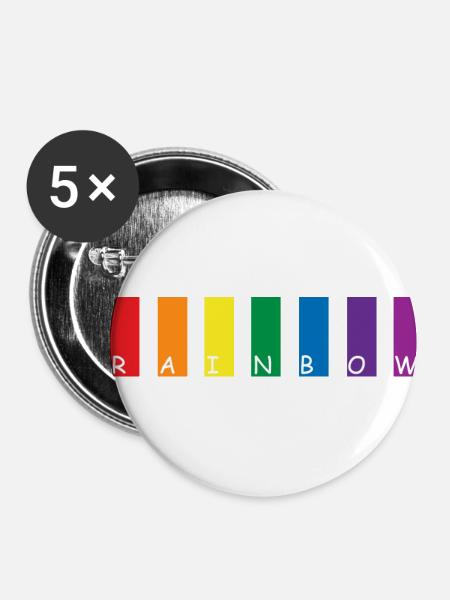 Rainbow - Buttons klein 25 mm (5er Pack) - Weiß