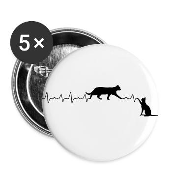 Battement de coeur des chats - Lot de 5 petits badges (25 mm) - blanc - Devant
