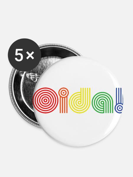 Oida! Regenbogen - Buttons klein 25 mm (5er Pack) - Weiß