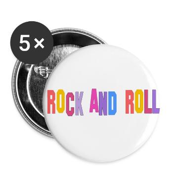 Rock and roll - Buttons small 1''/25 mm (5-pack) - white - Front
