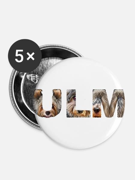 Ulm Hund - Buttons klein 25 mm (5er Pack) - Weiß