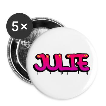 Graffiti-Name Julie - Buttons klein 25 mm (5er Pack) - Weiß - Vorne