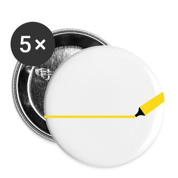 Textmarker mit Linie - Buttons klein 25 mm (5er Pack) - Weiß - Vorne