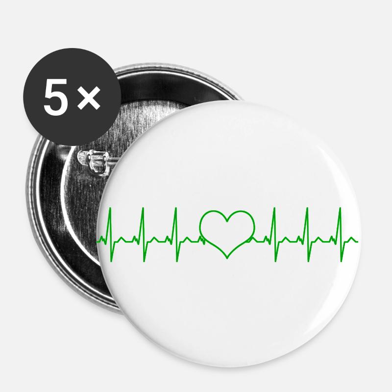 Electrocardiogram in love - Buttons small 1''/25 mm (5-pack) - white
