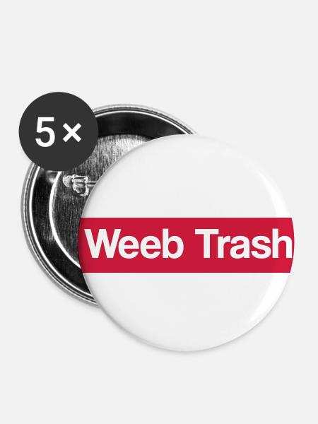 WeebTrash - Buttons klein 25 mm (5er Pack) - Weiß