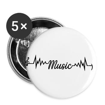 musique musicien musicien amour fête festival basse - Lot de 5 petits badges (25 mm) - blanc - Devant