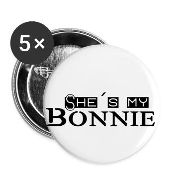 Partnerlook Bonnie & Clyde (part1) Geschenk Paar - Buttons klein 25 mm (5er Pack) - Weiß - Vorne