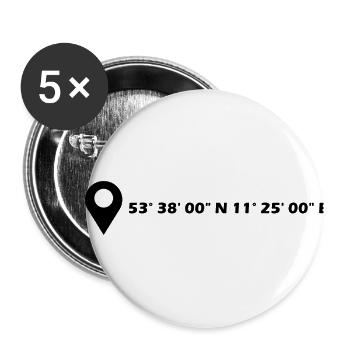 Schwerin coordinates - Buttons small 1''/25 mm (5-pack) - white - Front