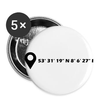 Wilhelmshaven Koordinaten - Buttons klein 25 mm (5er Pack) - Weiß - Vorne