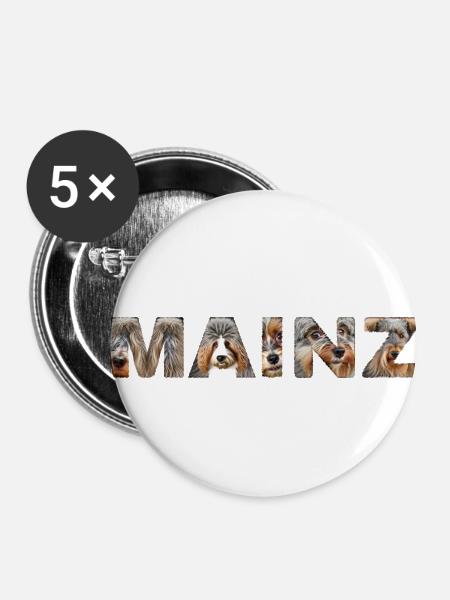 Mainz Hund - Buttons klein 25 mm (5er Pack) - Weiß
