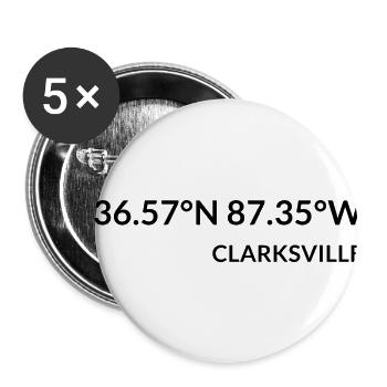 Clarksville Tennessee USA Koordinaten - Buttons klein 25 mm (5er Pack) - Weiß - Vorne