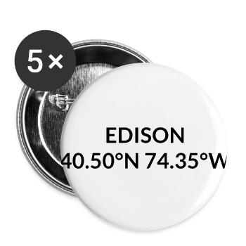 Edison, New Jersey, United States Coordinates - Buttons small 1''/25 mm (5-pack) - white - Front