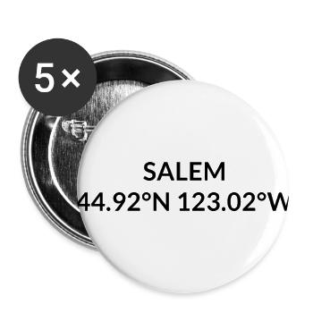 Salem Oregon USA Koordinaten - Buttons klein 25 mm (5er Pack) - Weiß - Vorne
