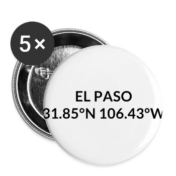 El Paso Texas USA Koordinaten - Buttons klein 25 mm (5er Pack) - Weiß - Vorne