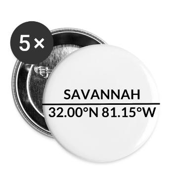 Savannah, Georgia, USA Coordinates - Buttons small 1''/25 mm (5-pack) - white - Front