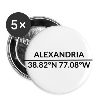 Alexandria Virginia USA Koordinaten - Buttons klein 25 mm (5er Pack) - Weiß - Vorne