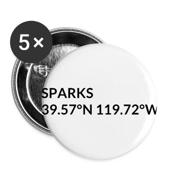 Sparks Nevada USA Koordinaten - Buttons klein 25 mm (5er Pack) - Weiß - Vorne