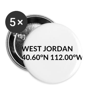 Coordonnées West Jordan, Utah, États-Unis - Lot de 5 petits badges (25 mm) - blanc - Devant