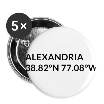 Alexandria, Virginie, États-Unis Coordonnées - Lot de 5 petits badges (25 mm) - blanc - Devant