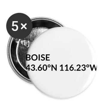 Coordonnées de Boise, Idaho, États-Unis - Lot de 5 petits badges (25 mm) - blanc - Devant