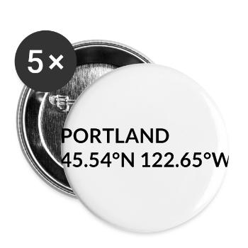 Portland Oregon USA Koordinaten - Buttons klein 25 mm (5er Pack) - Weiß - Vorne