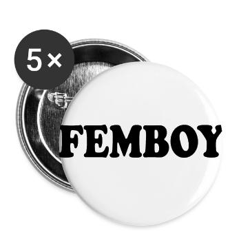 Femboy - Lot de 5 petits badges (25 mm) - blanc - Devant