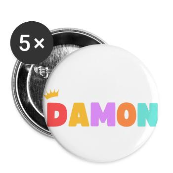 Damon! Personnalisable - Lot de 5 petits badges (25 mm) - blanc - Devant