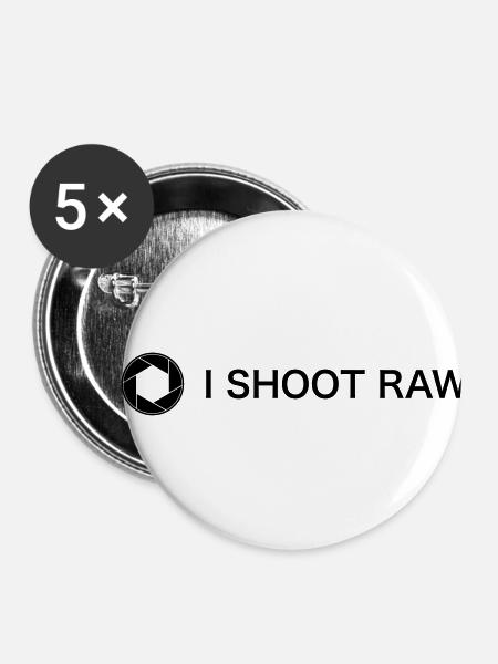 I shoot raw - Buttons klein 25 mm (5er Pack) - Weiß