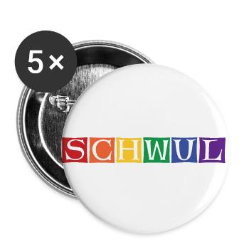 schwul - Buttons klein 25 mm (5er Pack) - Weiß - Vorne